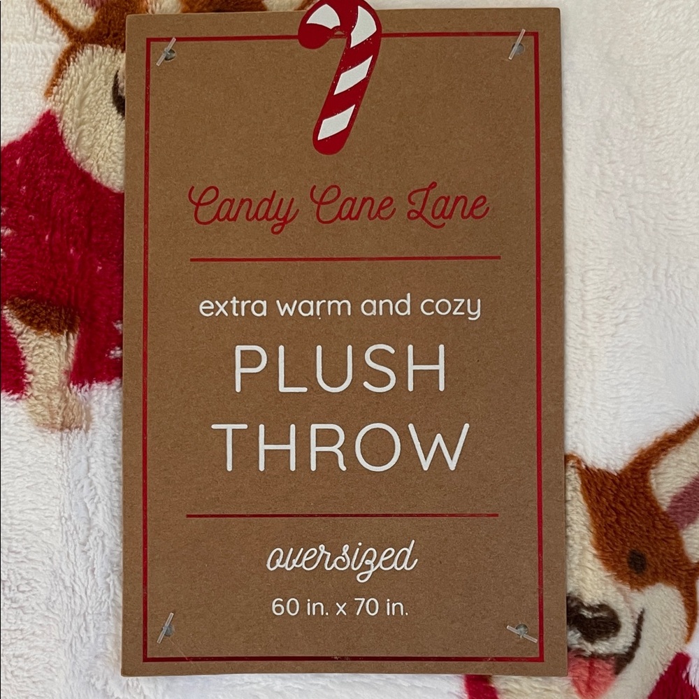 Plush Dog Throw Blanket - Red and White - Picture 2 of 6